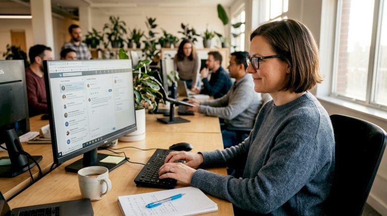 Professional sending personalized LinkedIn messages