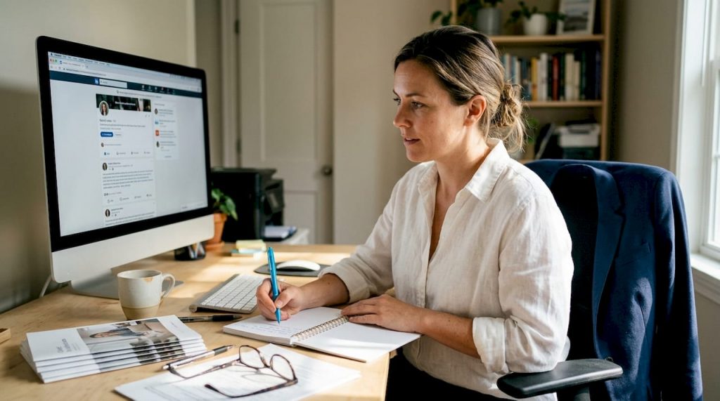 Marketer working on LinkedIn automation desk