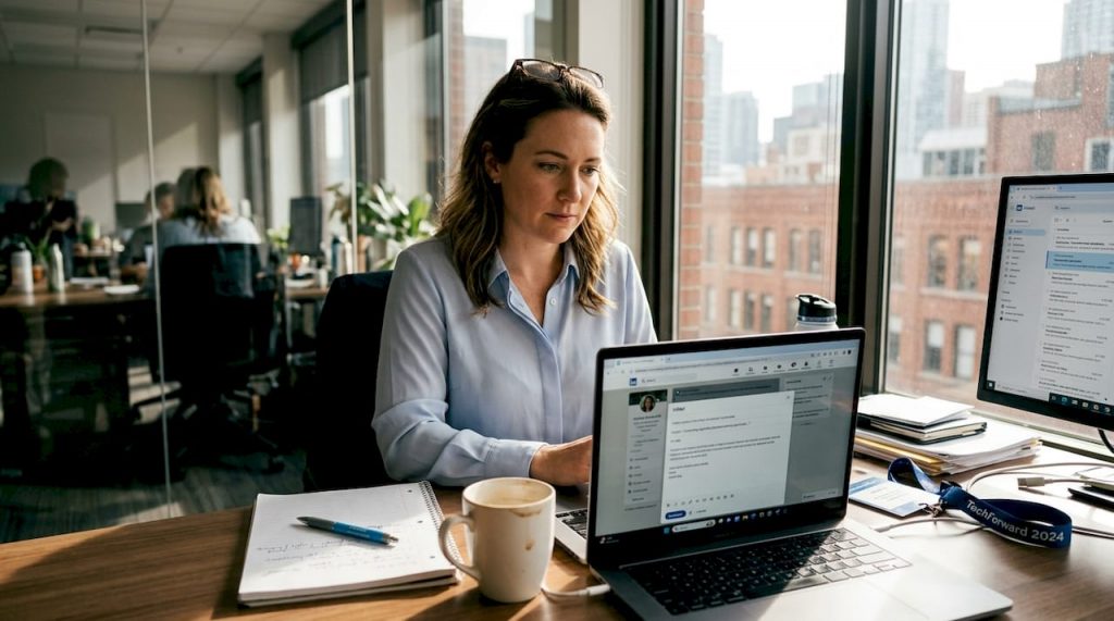 Professional drafting LinkedIn outreach message