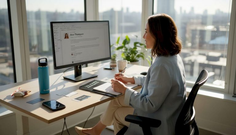 Professional reviewing LinkedIn for B2B prospecting