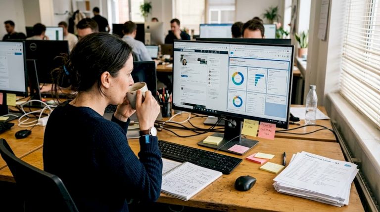 Professional reviewing LinkedIn leads using CRM