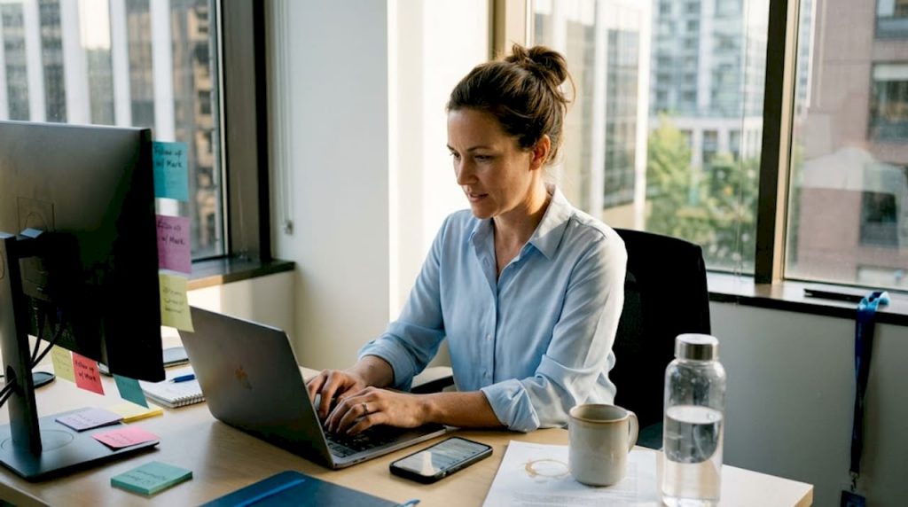 Team lead managing lead responses in office