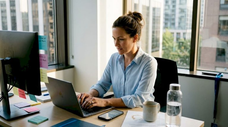 Team lead managing lead responses in office