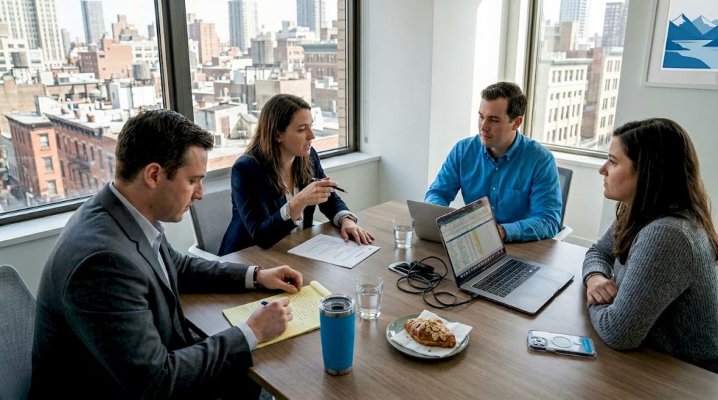 Business team discussing in office meeting