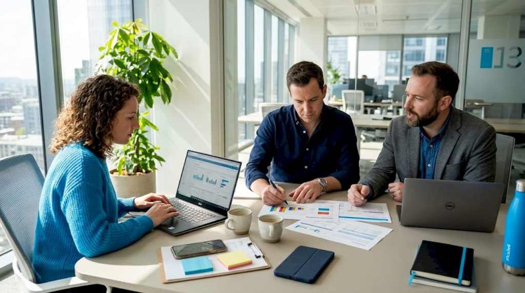 Agency team collaborating on lead generation project