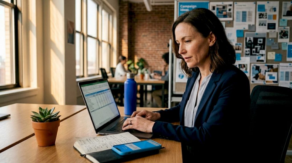 Marketer managing scalable lead campaign workspace