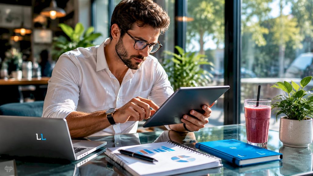 Marketing analyst reviewing campaign data on screen