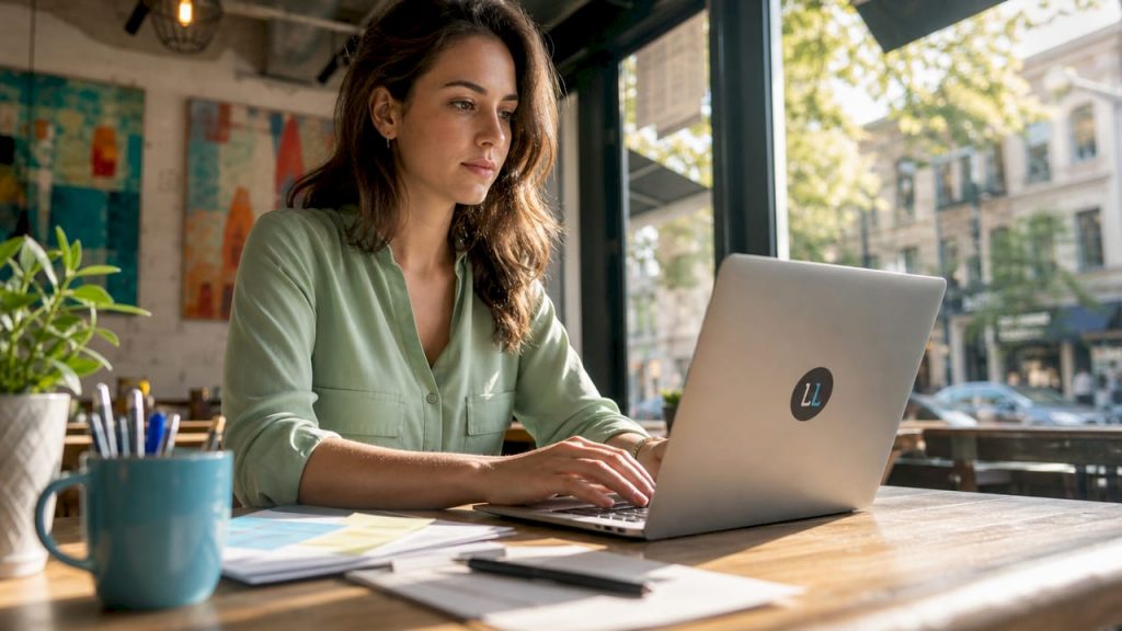 Professional personalizing LinkedIn URL at home desk