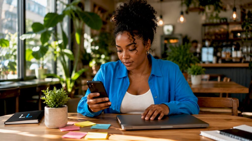Woman managing social media lead generation