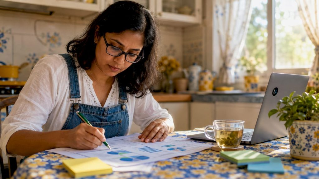Analyst reviewing conversion optimization charts at desk