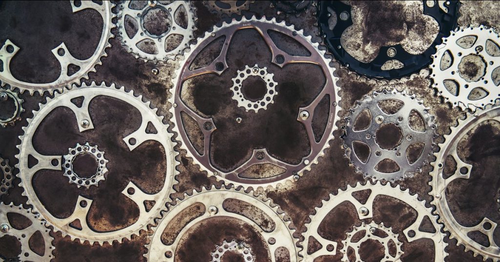 Interlocking gears representing an automated workflow