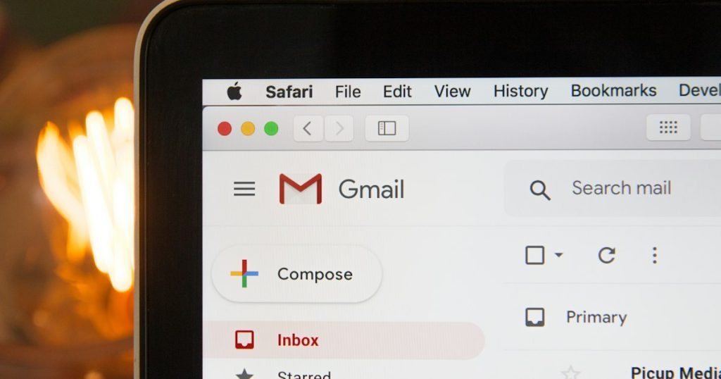 Laptop screen showing an email inbox